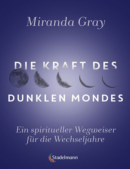 Titelbild des Buchs Die Kraft des Dunklen Mondes, zu sehen ist der Mond in unterschiedlichen Mondphasen